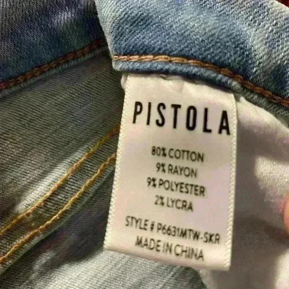 Pistola Women's Blue Medium Denim Wash Frayed Distressed Raw Hem Long Short 25 - Picture 5 of 5